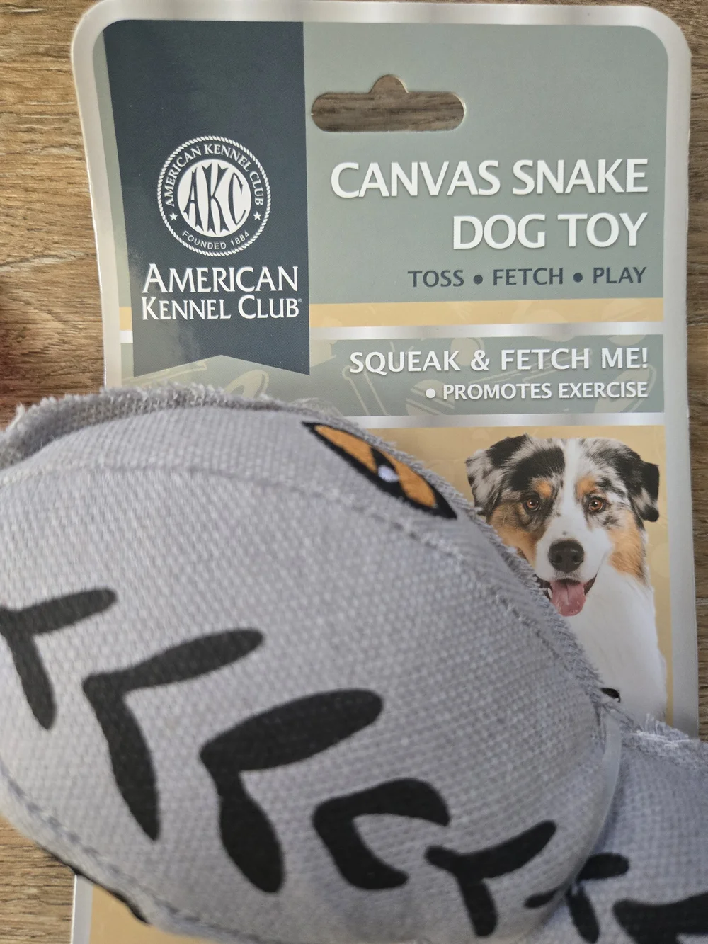 AKC Gray Snake Canvas Dog Toy - Squeak & Fetch